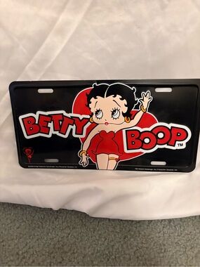 Betty Boop Black and Red Decorative License Plate